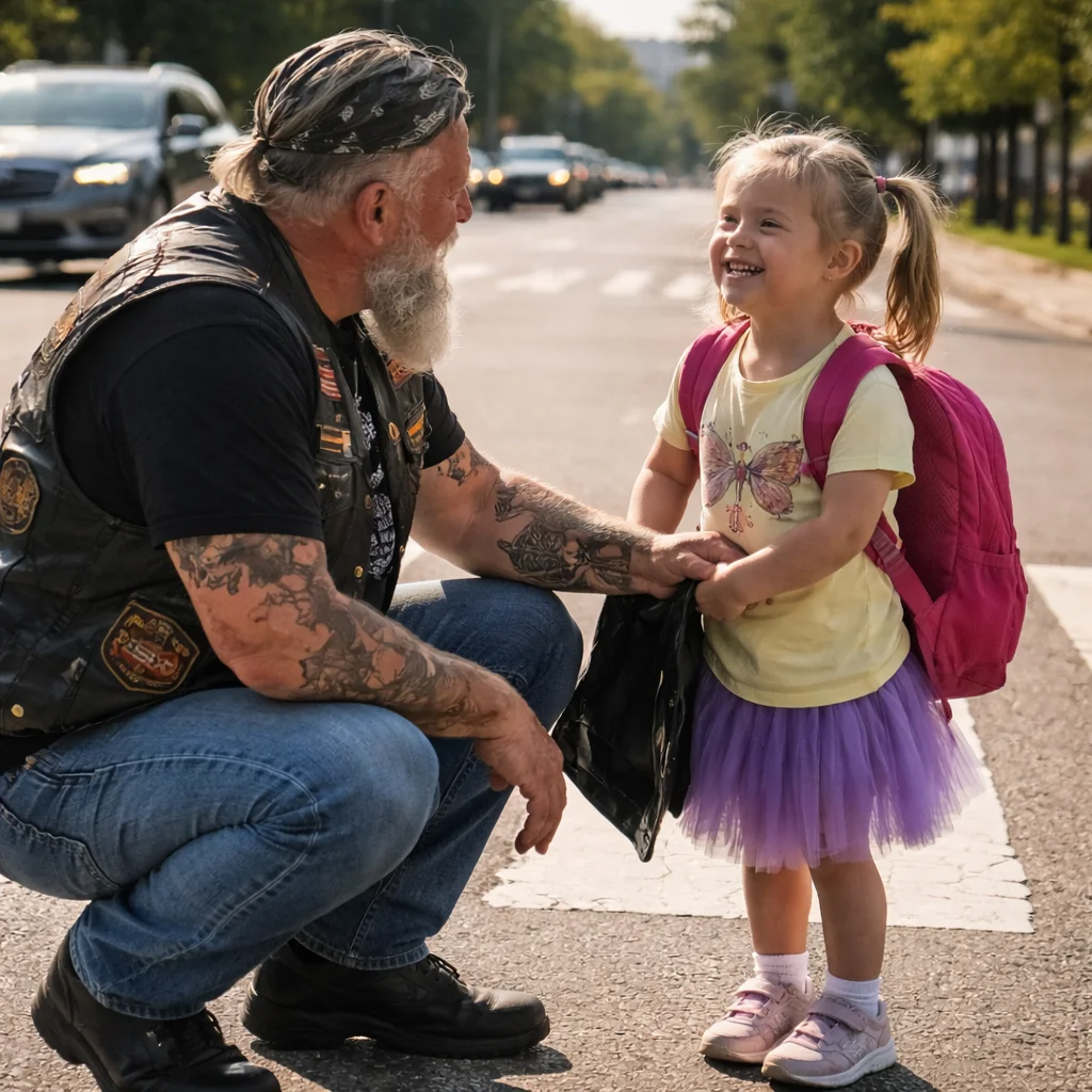 This Biker Stops Traffic Every Morning for My Daughter